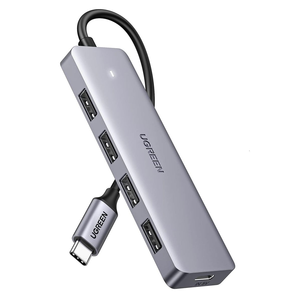 UGREEN - Adaptador Hub 4 En 1 USB-C A 4 Puertos USB 3.0 Datos 5 Gbps con Puerto DC 5V Función OTG