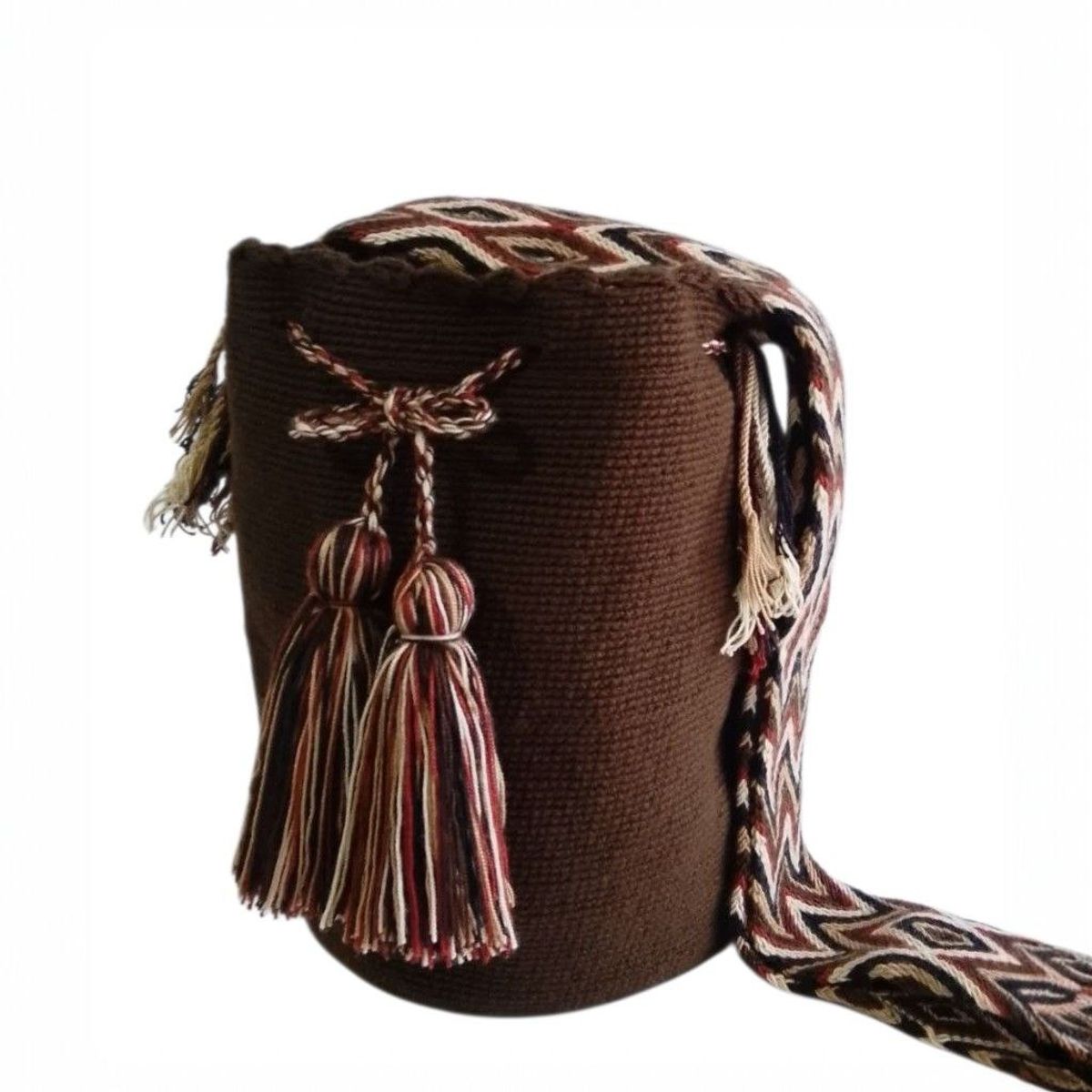 GENERICO - Mochila Wayuu Original Unicolor Color Cafe