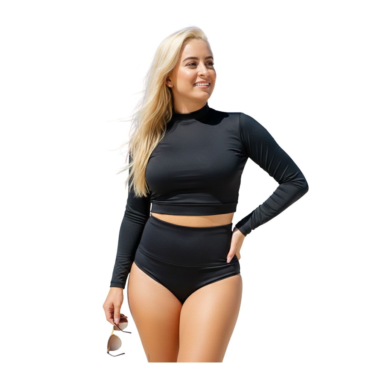 GENERICO - Traje de Baño Blusa Manga Larga y Panty Control de Abdomen