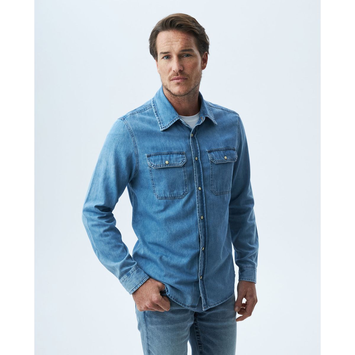 CHEVIGNON - Chevignon Camisa para Hombre de Demin Slim Fit Casual