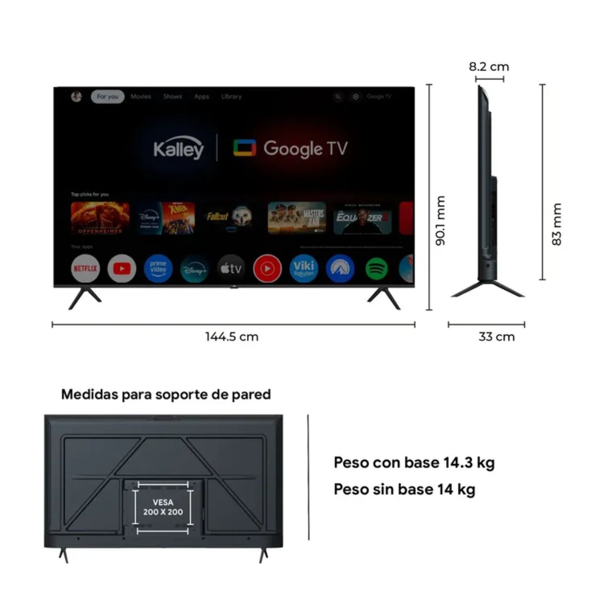 KALLEY - TV KALLEY 65" Pulgadas 164 cm 65G315 4K UHD MAX LED Smart TV