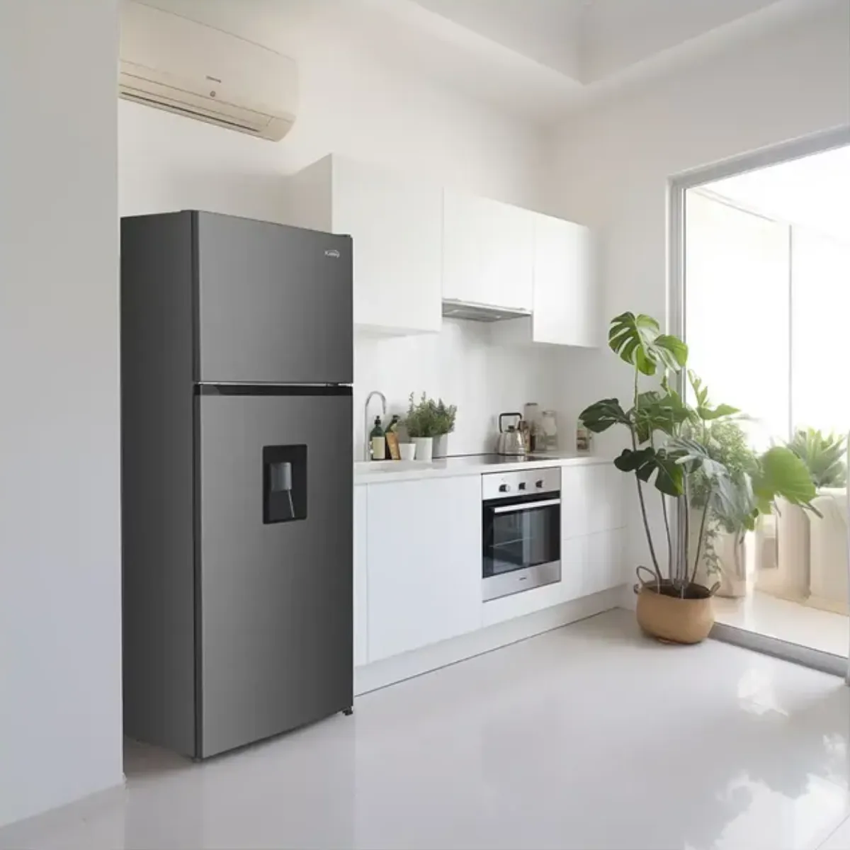 KALLEY - Nevera KALLEY No Frost Congelador Superior 332 Litros Inverter K-NT332L Gris