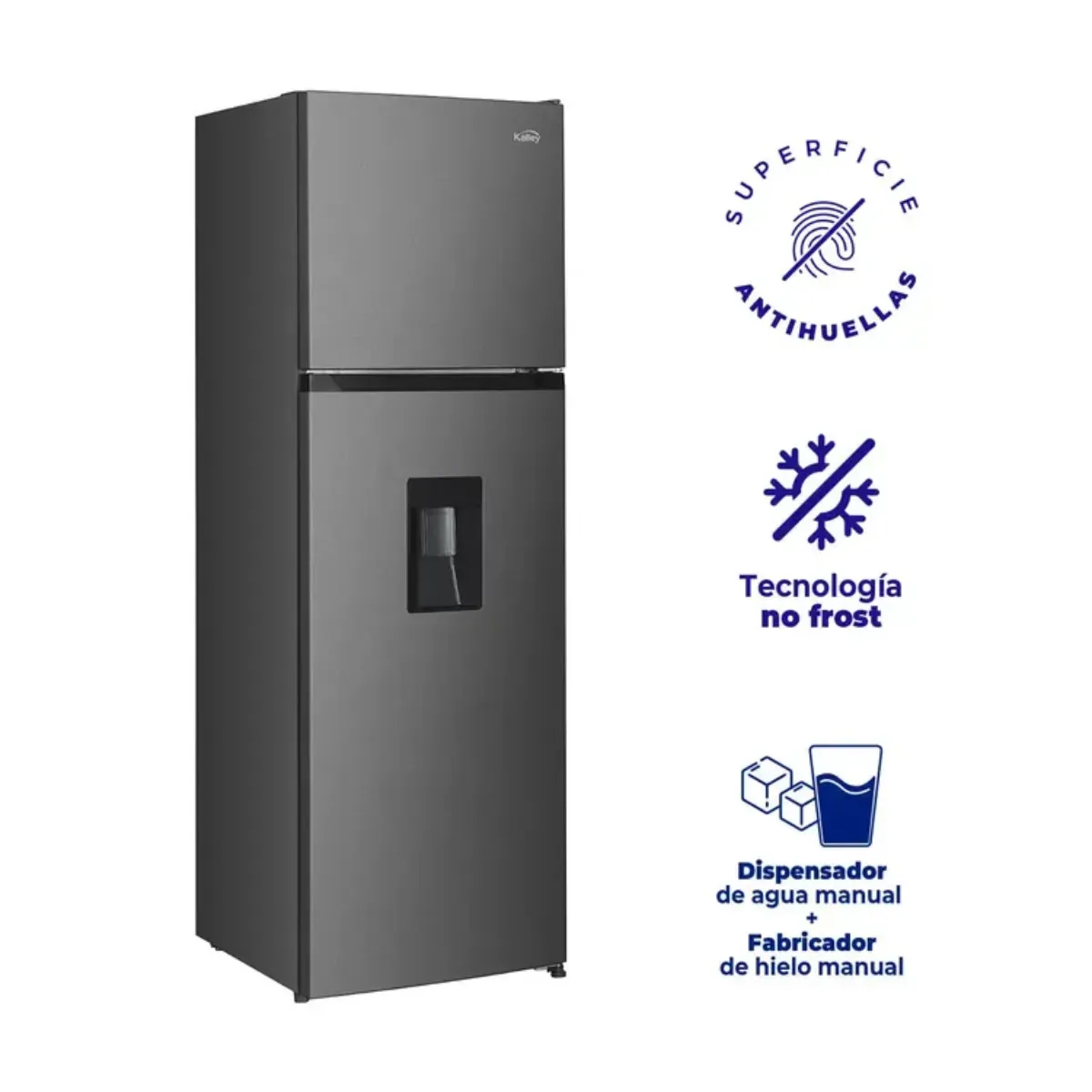 KALLEY - Nevera KALLEY No Frost Congelador Superior 332 Litros Inverter K-NT332L Gris