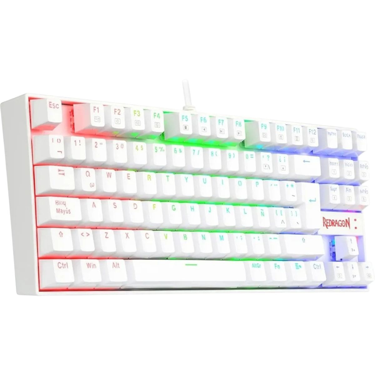REDRAGON - Teclado mecánico Redragon K552 RGB Kumara Blanco Switch Rojo