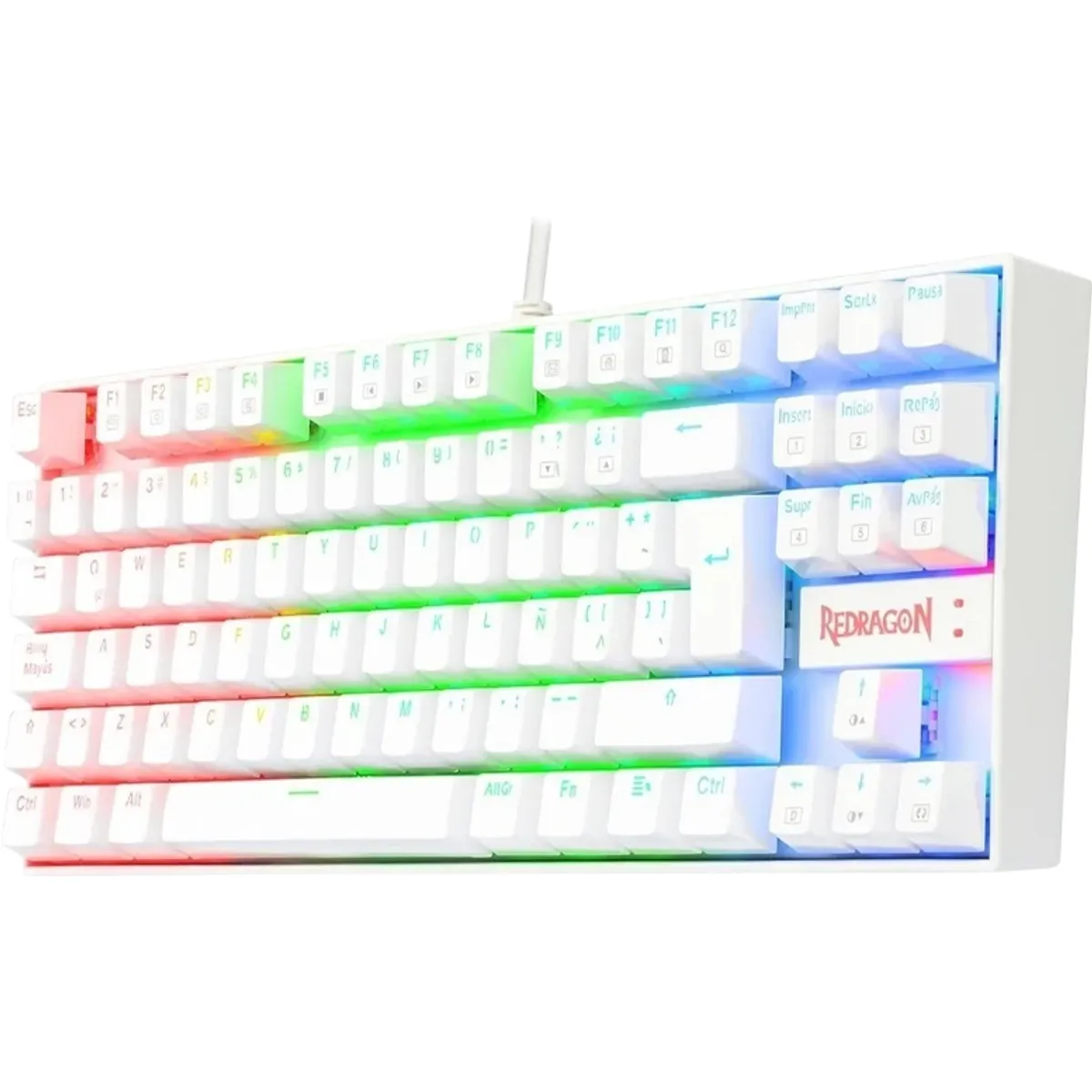 REDRAGON - Teclado mecánico Redragon K552 RGB Kumara Blanco Switch Rojo