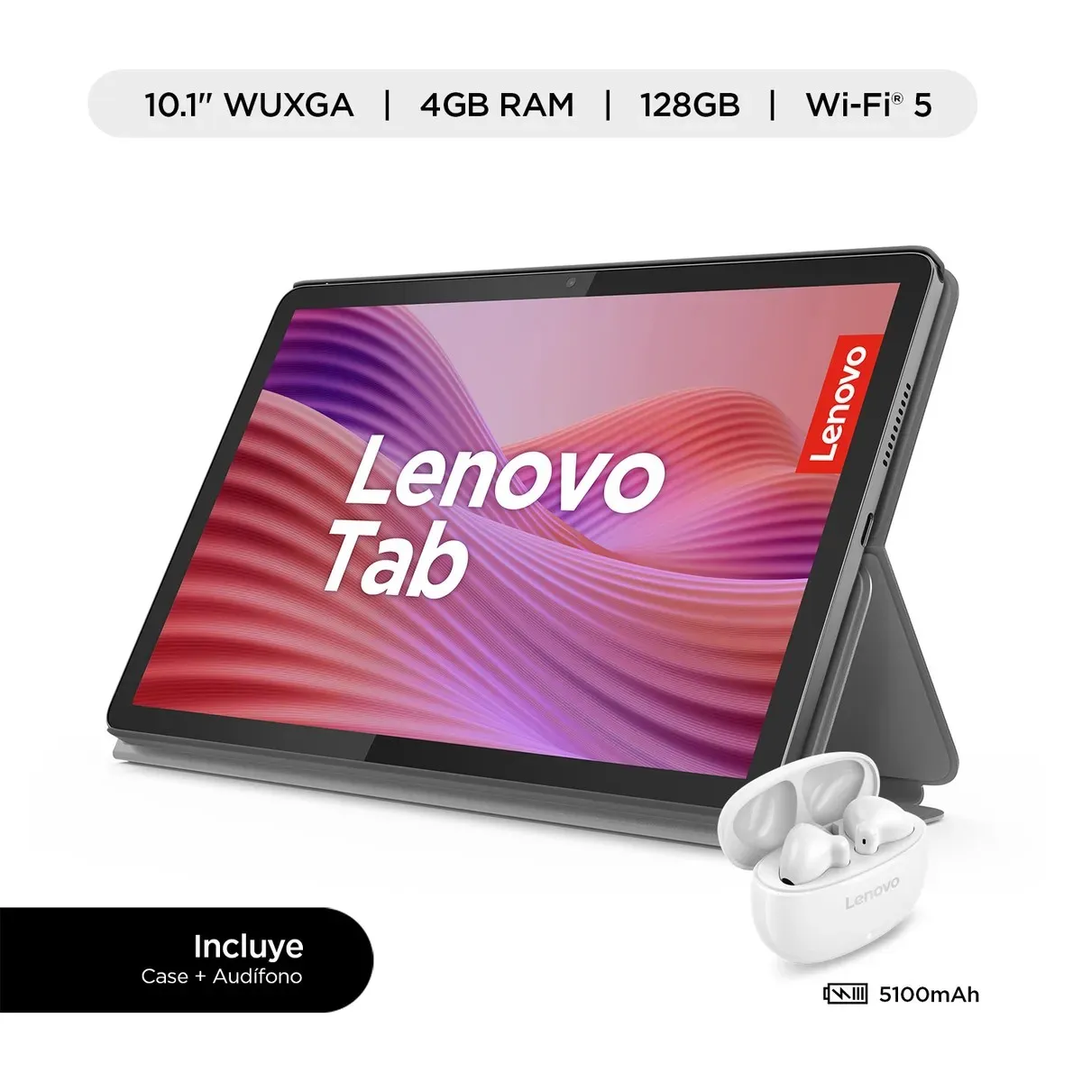 LENOVO - Tablet Lenovo 10.1 Pulgadas Tab E10 4GB 128GB Incluye Case y Audífonos Inalámbricos Earbuds