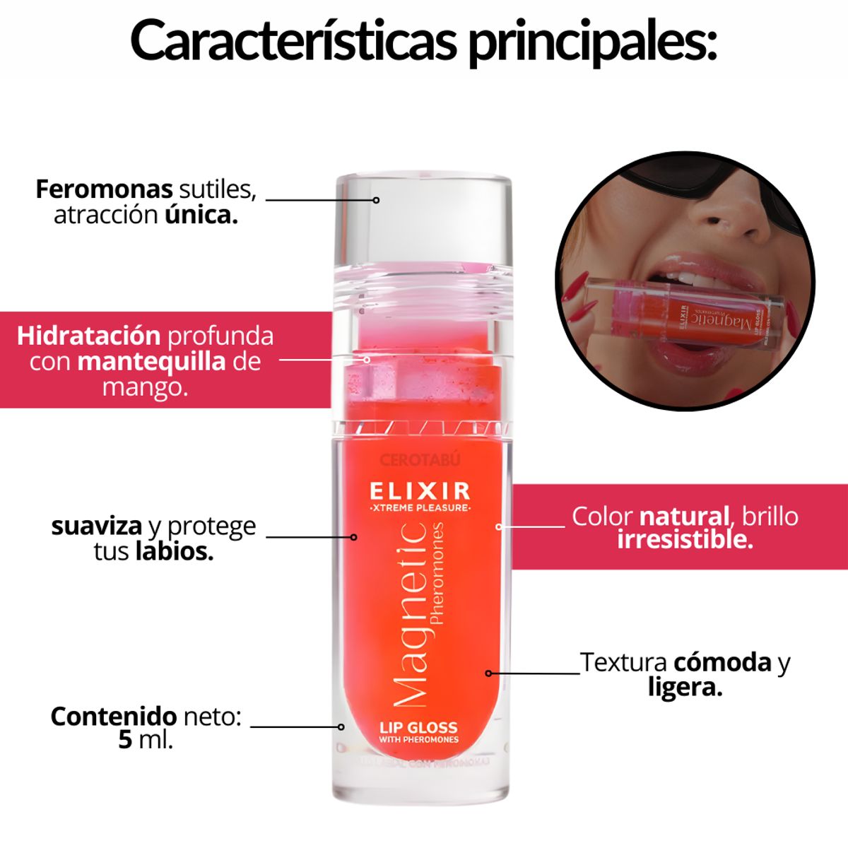 ELIXIR - Brillo Labial Lip Gloss Atrae Hombres Magnetic 5ml