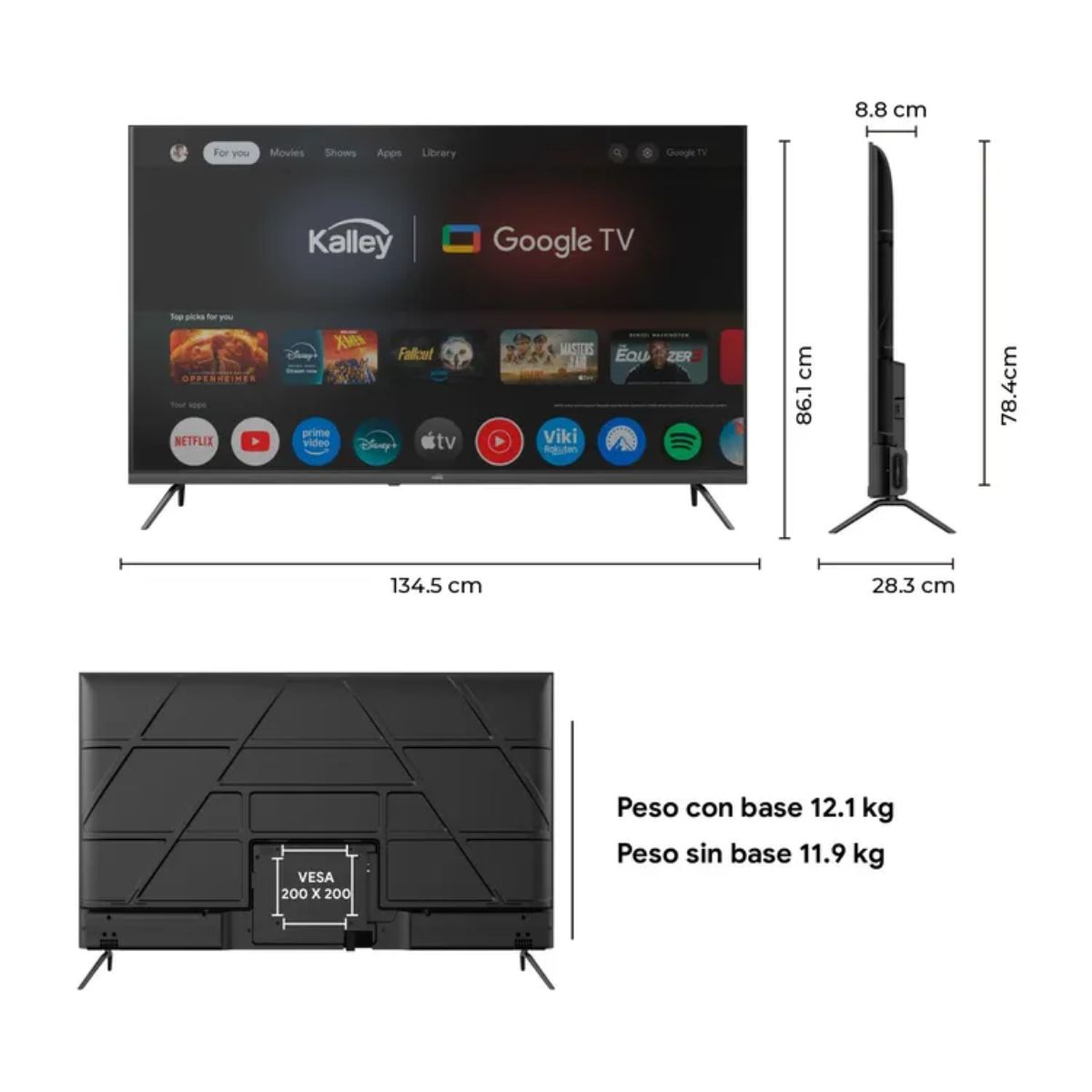 KALLEY - TV KALLEY 60" Pulgadas 152.4 cm 60G310 4K UHD LED Smart TV Google