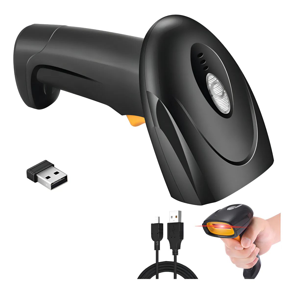 SEISA - Lector Codigo De Barras Láser Usb Pos Ean Upc Isbn Inalámbrica Gomita