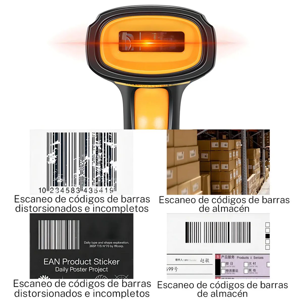 SEISA - Lector Codigo De Barras Láser Usb Pos Ean Upc Isbn Inalámbrica Gomita