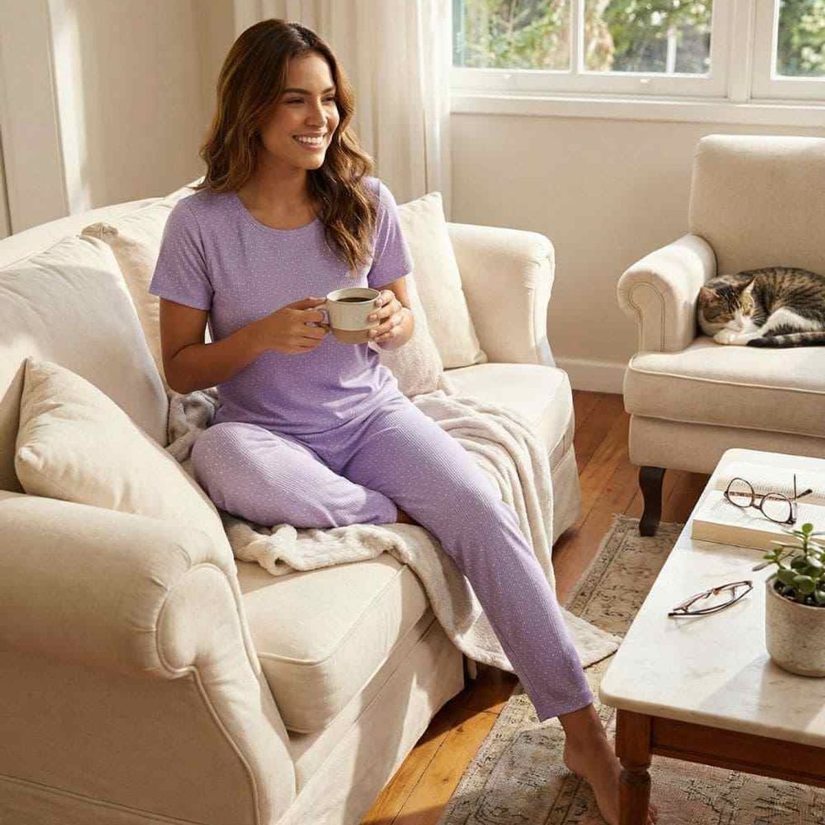 LILI PINK - Conjunto pijama elaborada en poliester de cuello redondo