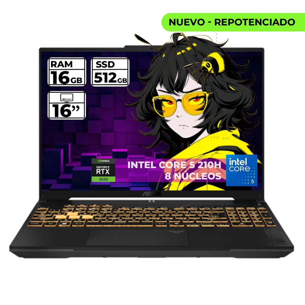 ASUS - PORTATIL GAMER ASUS TUF INTEL CORE I5 210-H RTX 3050 16GB RAM 512GB SSD FHD 144HZ