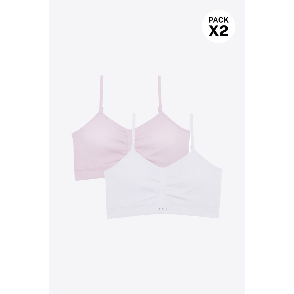 LILI PINK - Top para niña sin costuras paquete x2