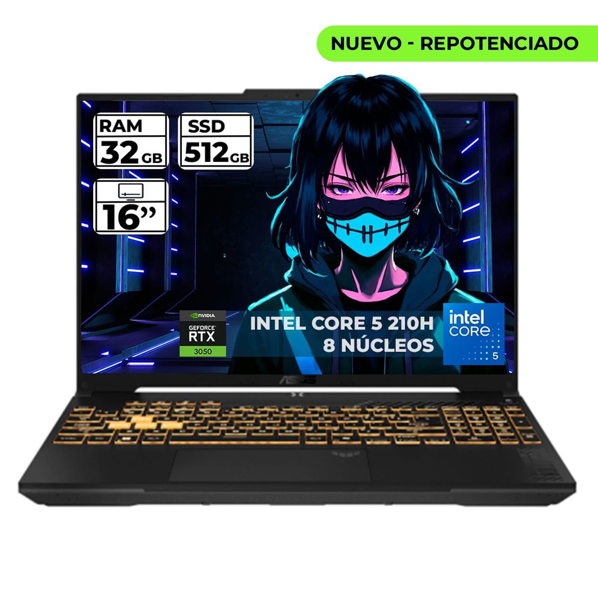 ASUS - PORTATIL GAMER ASUS TUF INTEL CORE I5 210-H RTX 3050 32GB RAM 512GB SSD FHD 144HZ