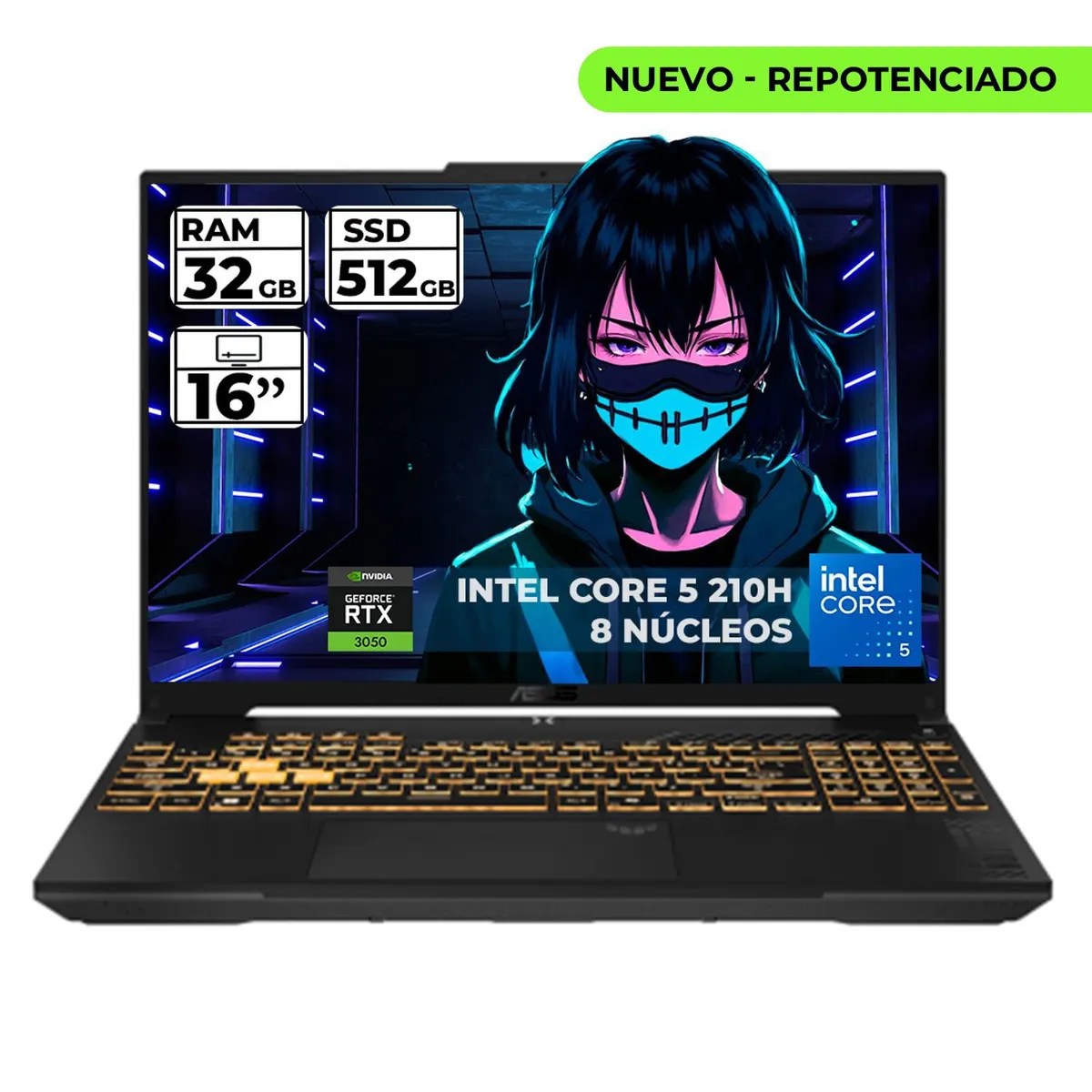 ASUS - PORTATIL GAMER ASUS TUF INTEL CORE I5 210-H RTX 3050 32GB RAM 512GB SSD FHD 144HZ