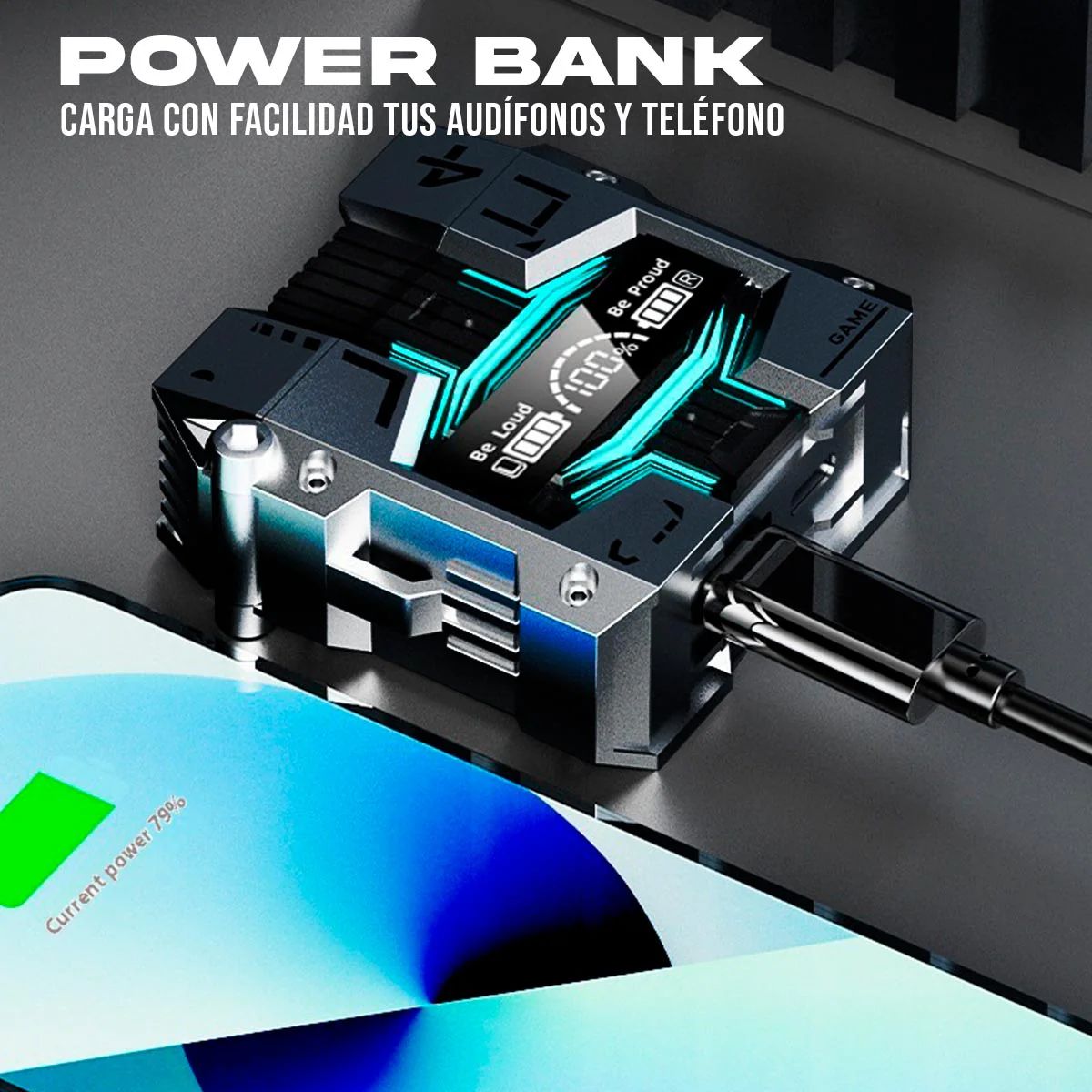 GENERICO - Audífonos Inalámbricos Bluetooth Gamer Estuche Power Bank Recargable M45