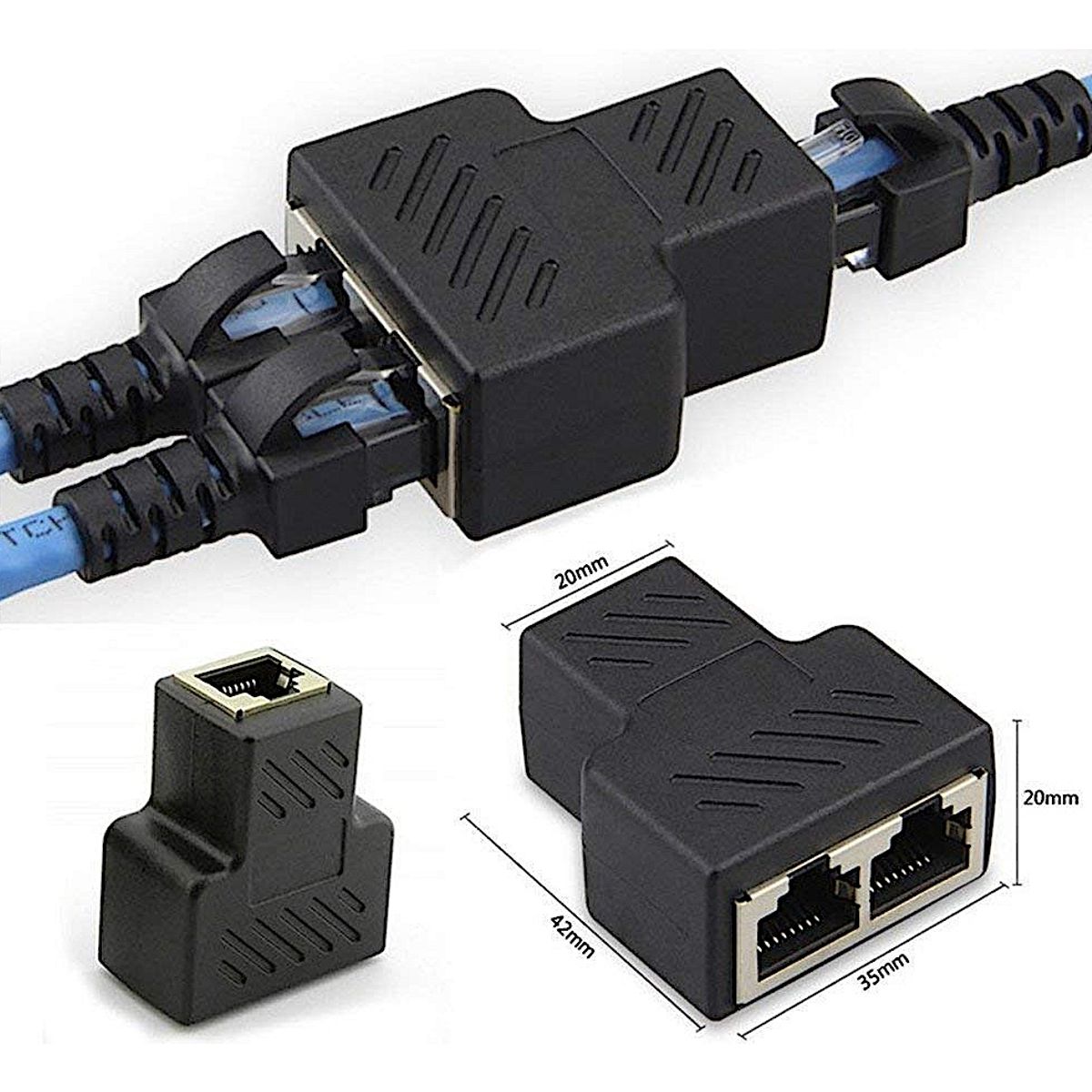 GENERICO - Adaptador Divisor Splitter Rj45 Lan Ethernet 1 Entrada A 2 Salidas
