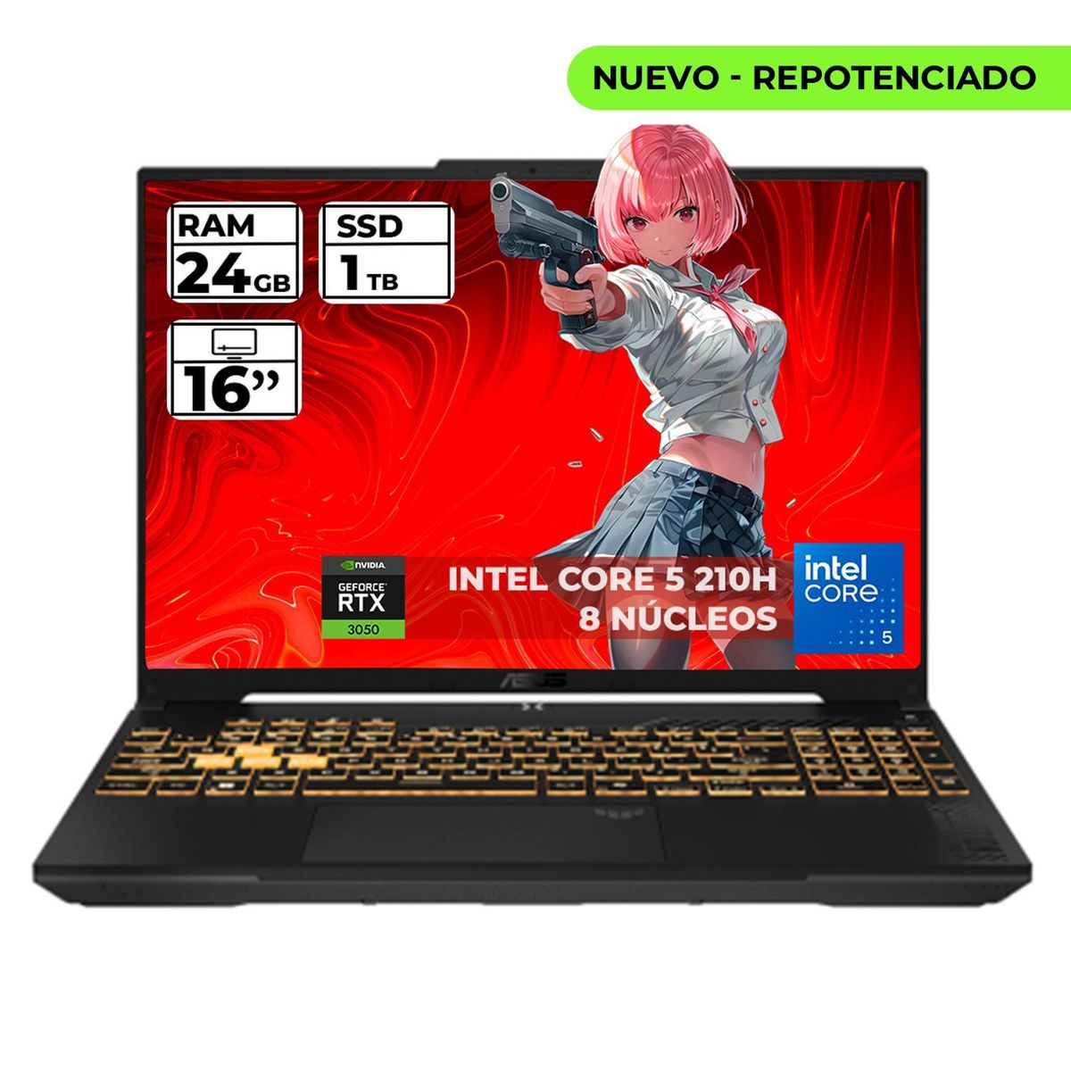 ASUS - PORTATIL GAMER ASUS TUF INTEL CORE I5 210-H RTX 3050 24GB RAM 1TB SSD FHD 144HZ