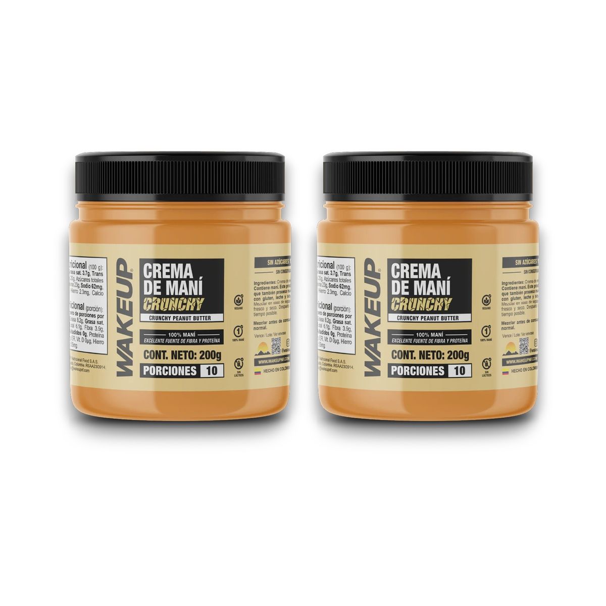 WAKEUP - Crema De Maní Crunchy Wake Up 200g X2Und