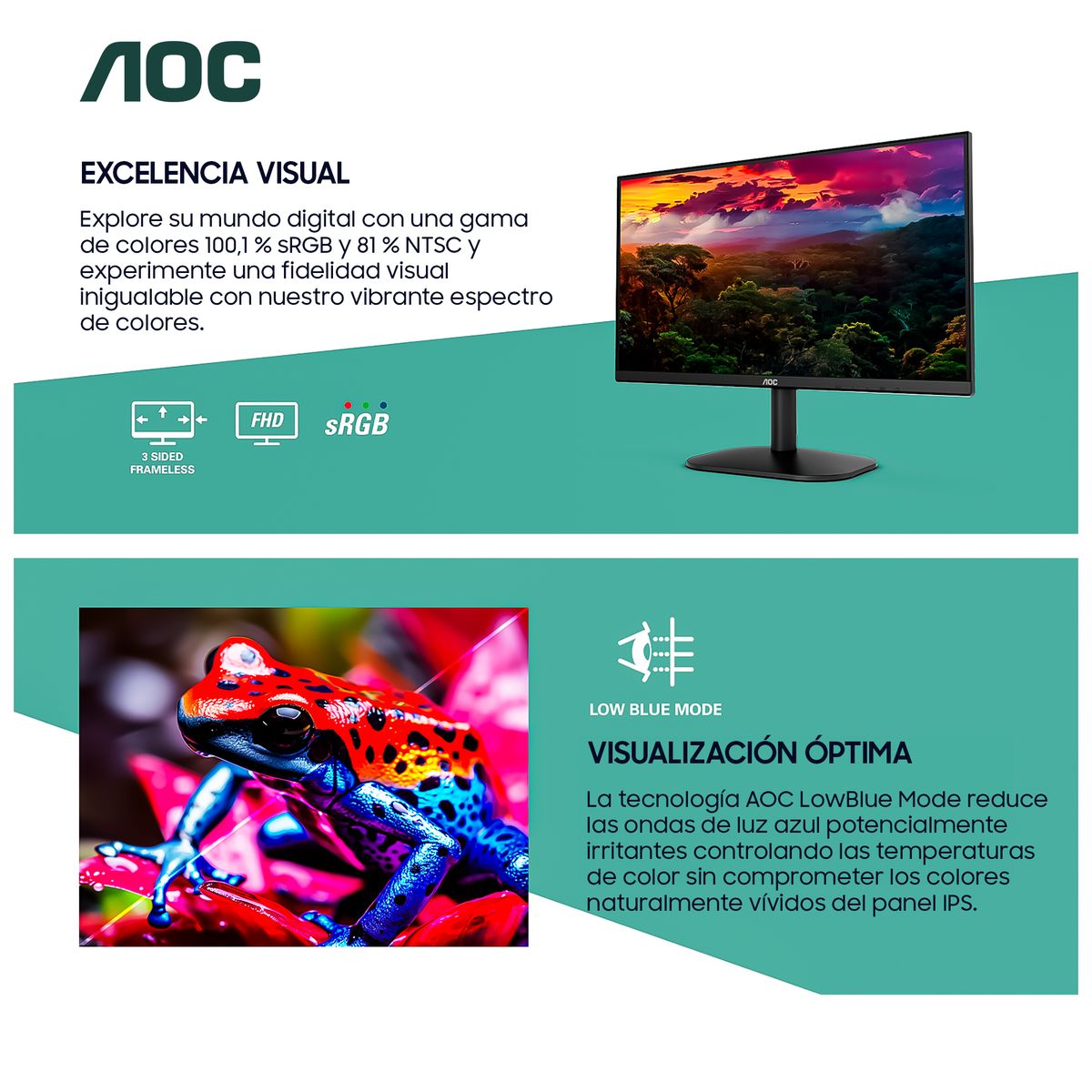 AOC - Monitor AOC 27B35H3 27 Pulgadas Full HD IPS 120Hz Black