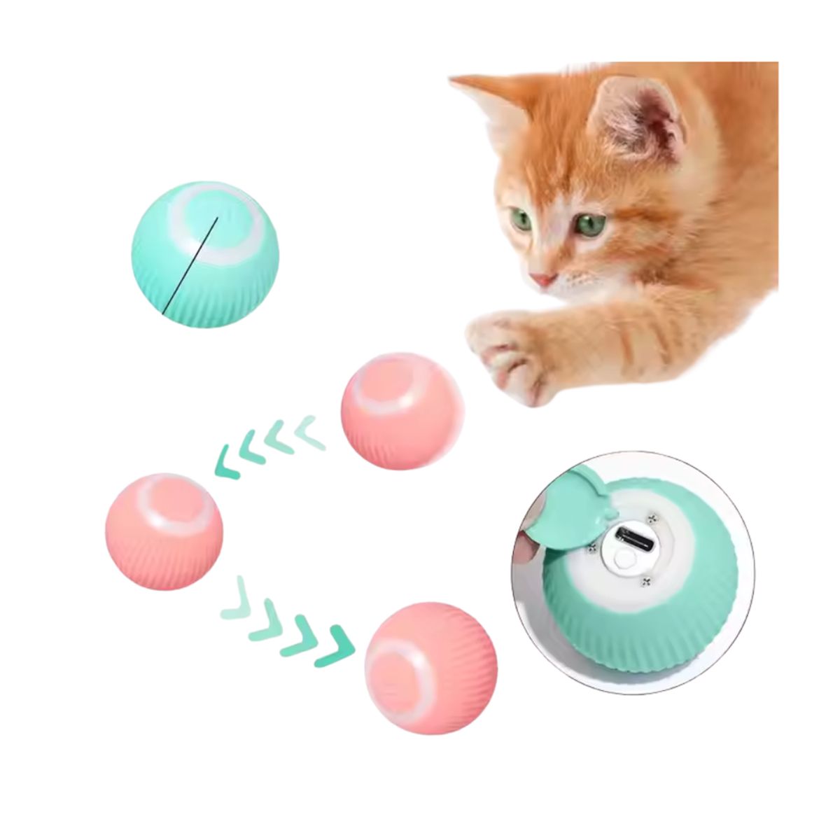 CUC - Pelota inteligente para gatos, juguete interactivo para gatos, rotación 360 ​​