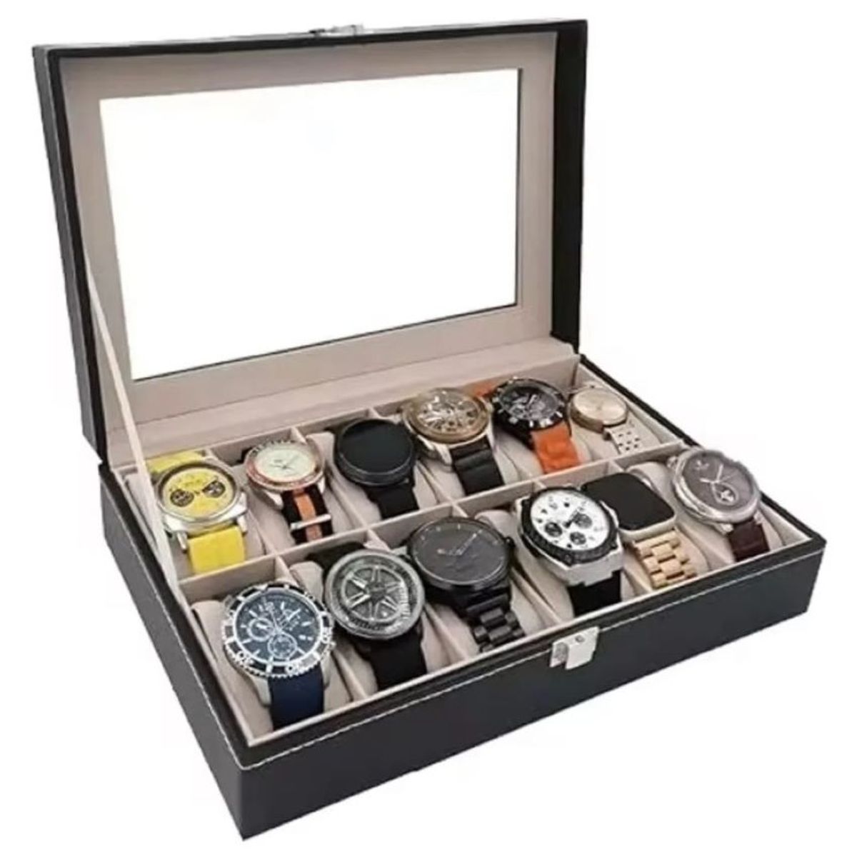 ZHOPI CO - Caja Organizador De Relojes 12 Puestos Porta Relojes