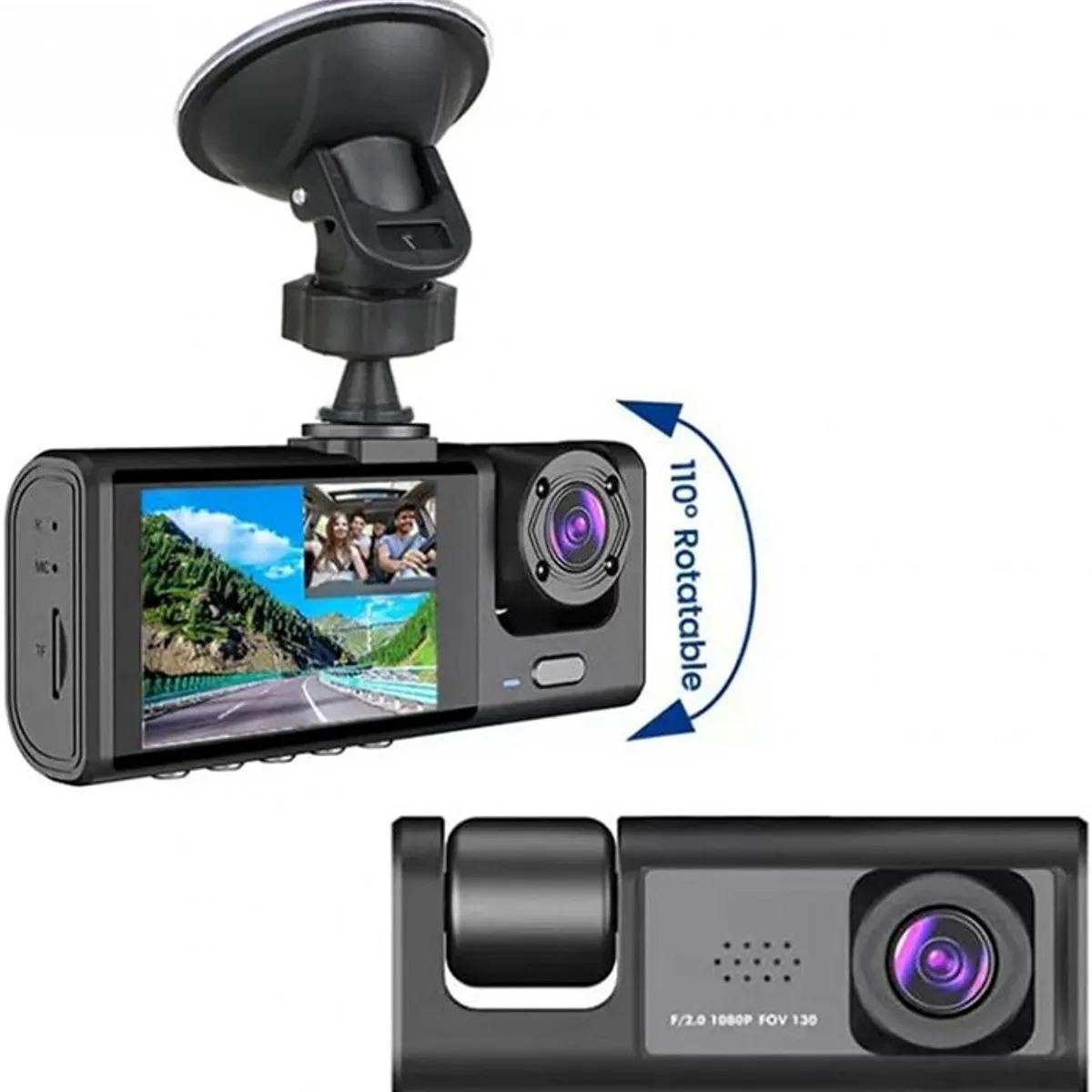 GENERICO - Camara para carro DASH CAM 2 Lentes DVR