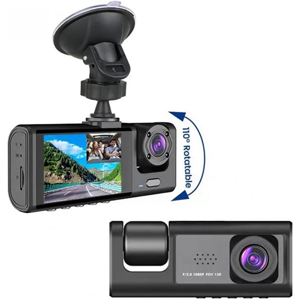GENERICO - Camara para carro DASH CAM 2 Lentes DVR