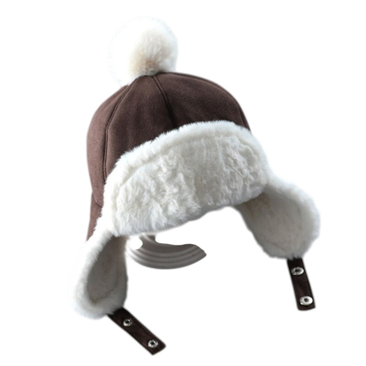 GENERICO - Gorro Bebe Piloto Ovejero Cafe Oscuro