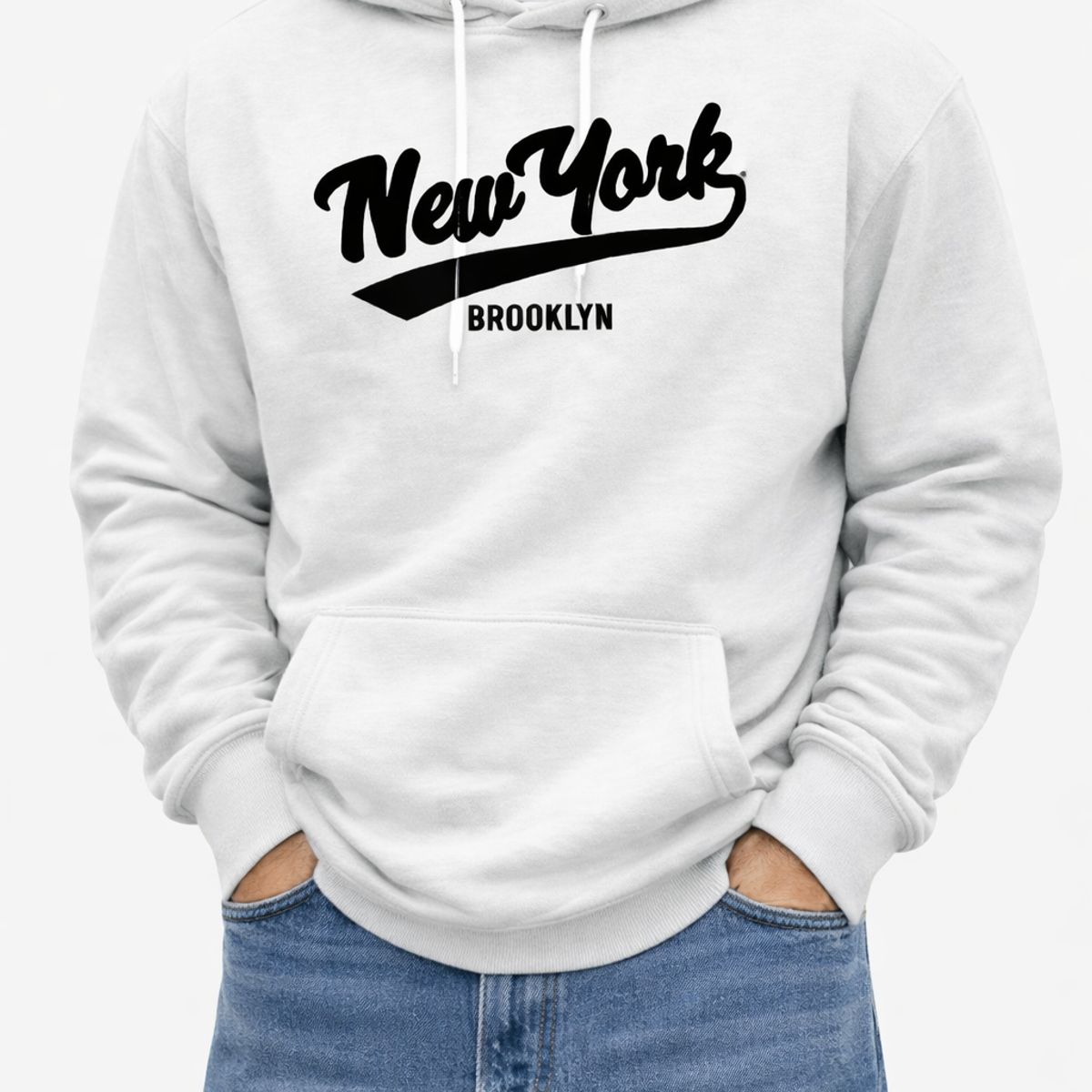 URBAN PLUS - buzo tipo hoodie sudadera estampado blanco new york hombre y mujer