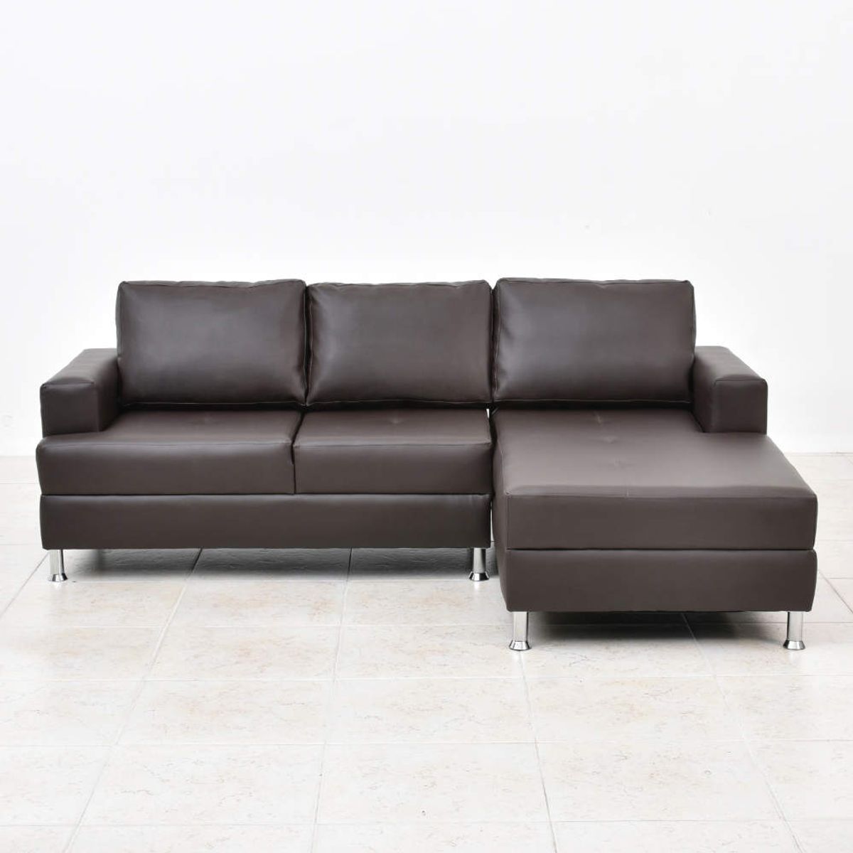 SOFA MARKET - Sofa Esquinero Boris Derecho 5 Puestos Ecocuero Cafe