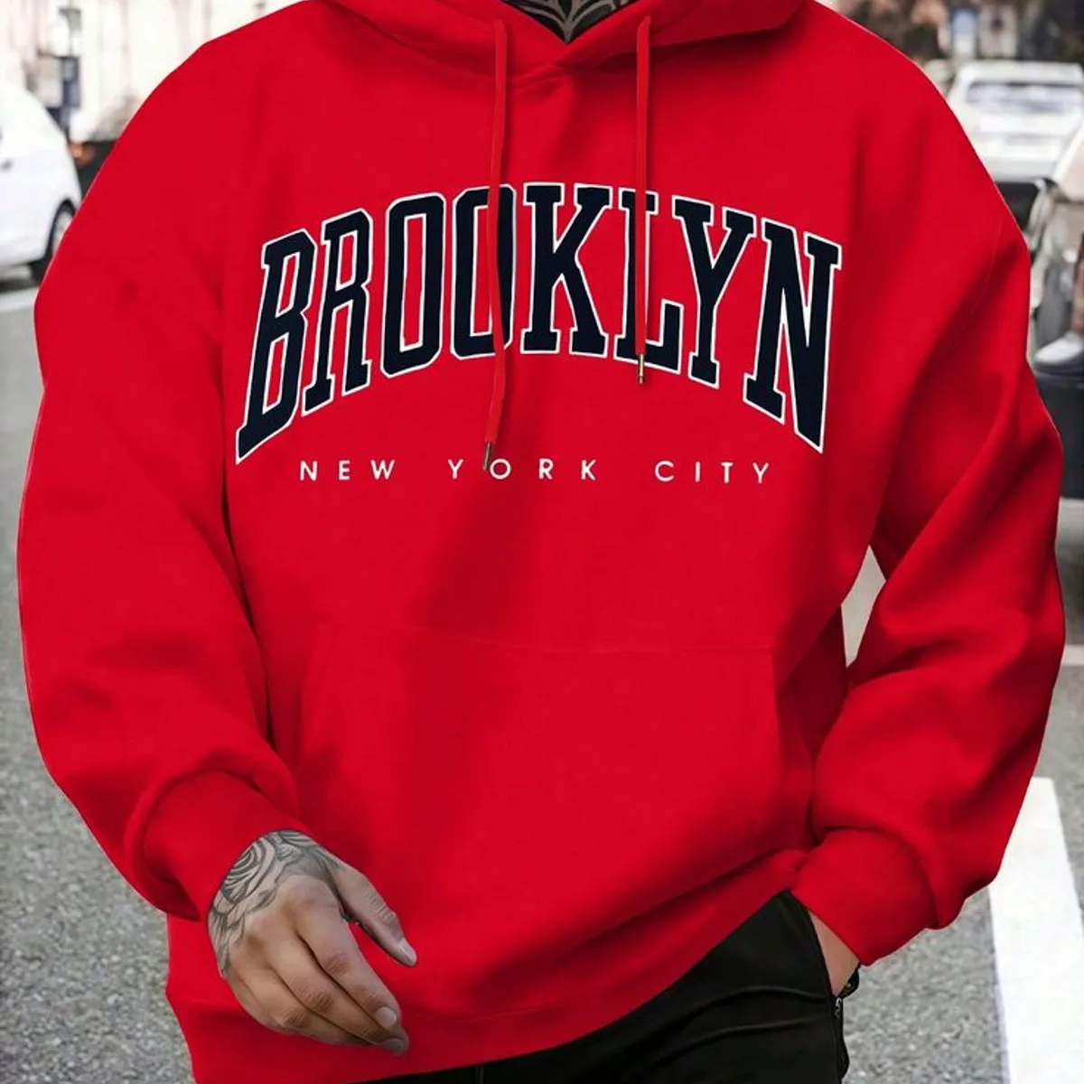 URBAN PLUS - buzo tipo hoodie sudadera estampado rojo  hombre y mujer