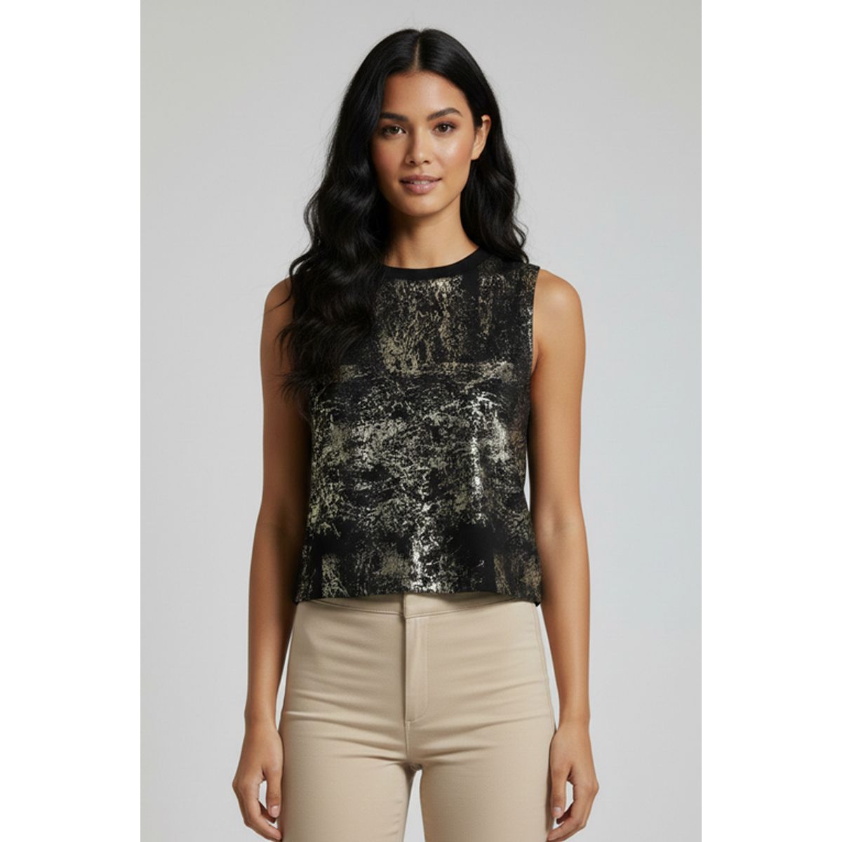 BOCARED - FOIL BLUSA PARA DAMA CON ESTAMPADO EN COLOR  NEGRO