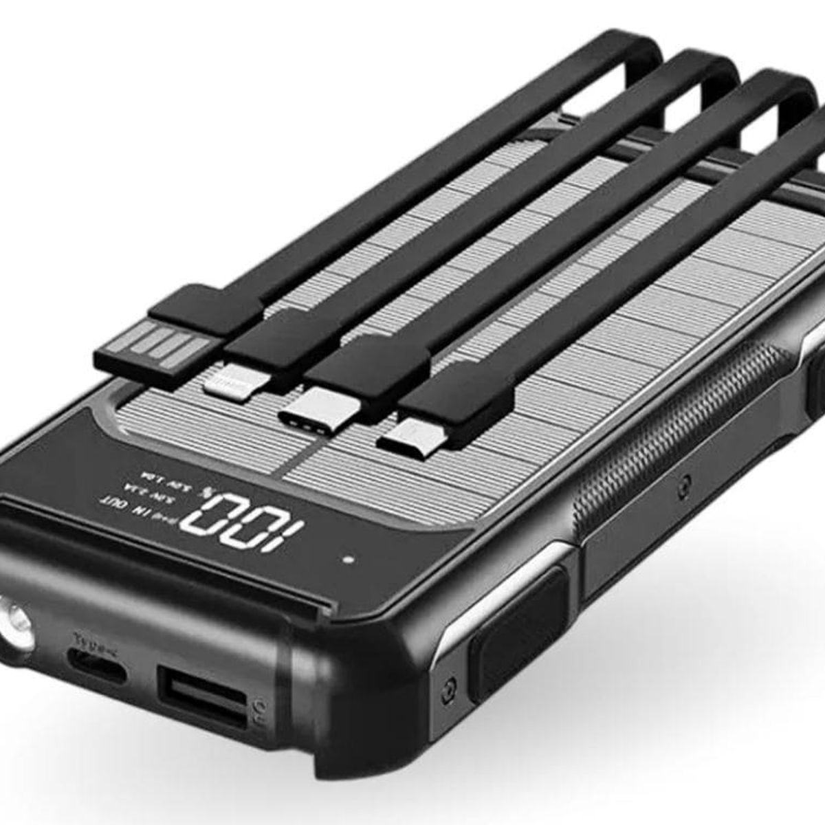 INNOVA - Power Bank Solar 25.000mah Todo Terreno Cargador Portátil 4 Cables Integrados