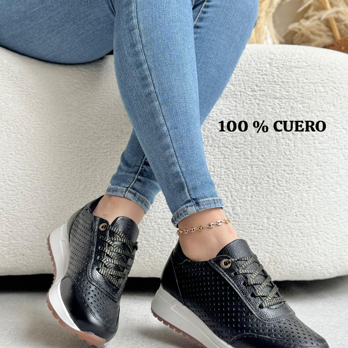 EVEGONZ - Zapatos de Mujer en Cuero Tenis Comodos Livianos