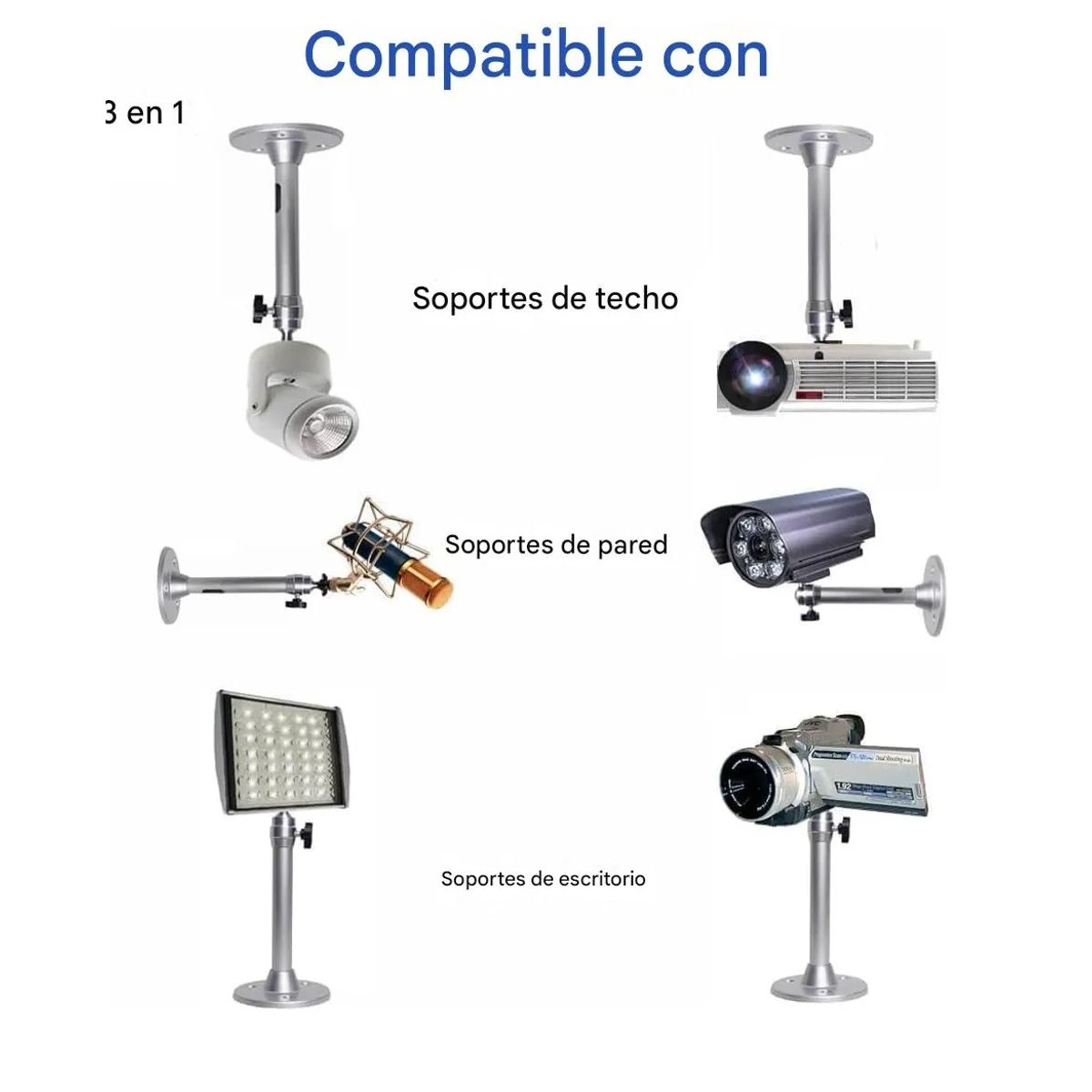 OEM - Soporte Proyector O Cámara Pared Y Techo Plateado