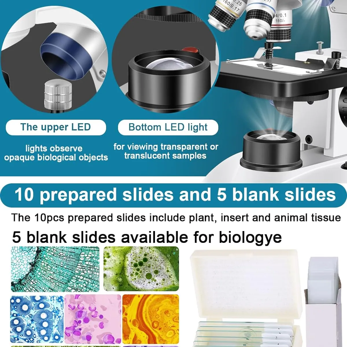 GENERICO - Microscopio Digital 2000X con Cámara USB - Ideal Laboratorio y Clases