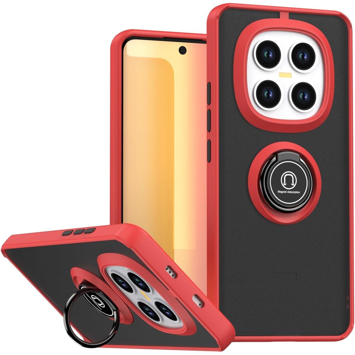 GENERICO - Funda Estuche Mate Con Anillo Compatible Xiaomi Note 15 4G Y 5G Rojo