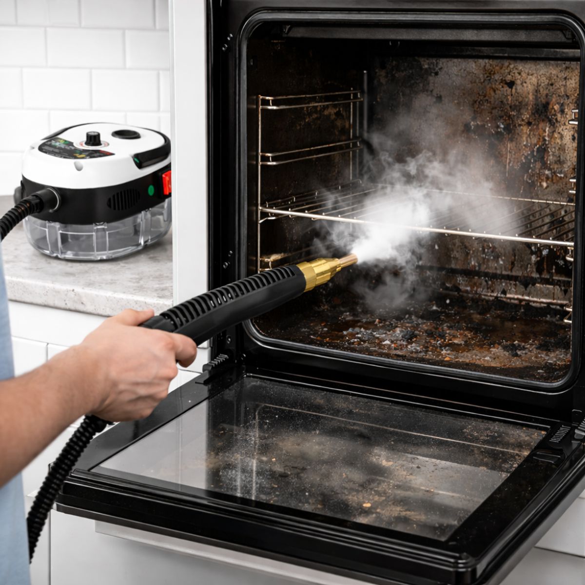 TECNOHOGAR JS - Limpiador a Vapor Eléctrico de Alta Presión 2500W Portátil para Hogar y Cocina