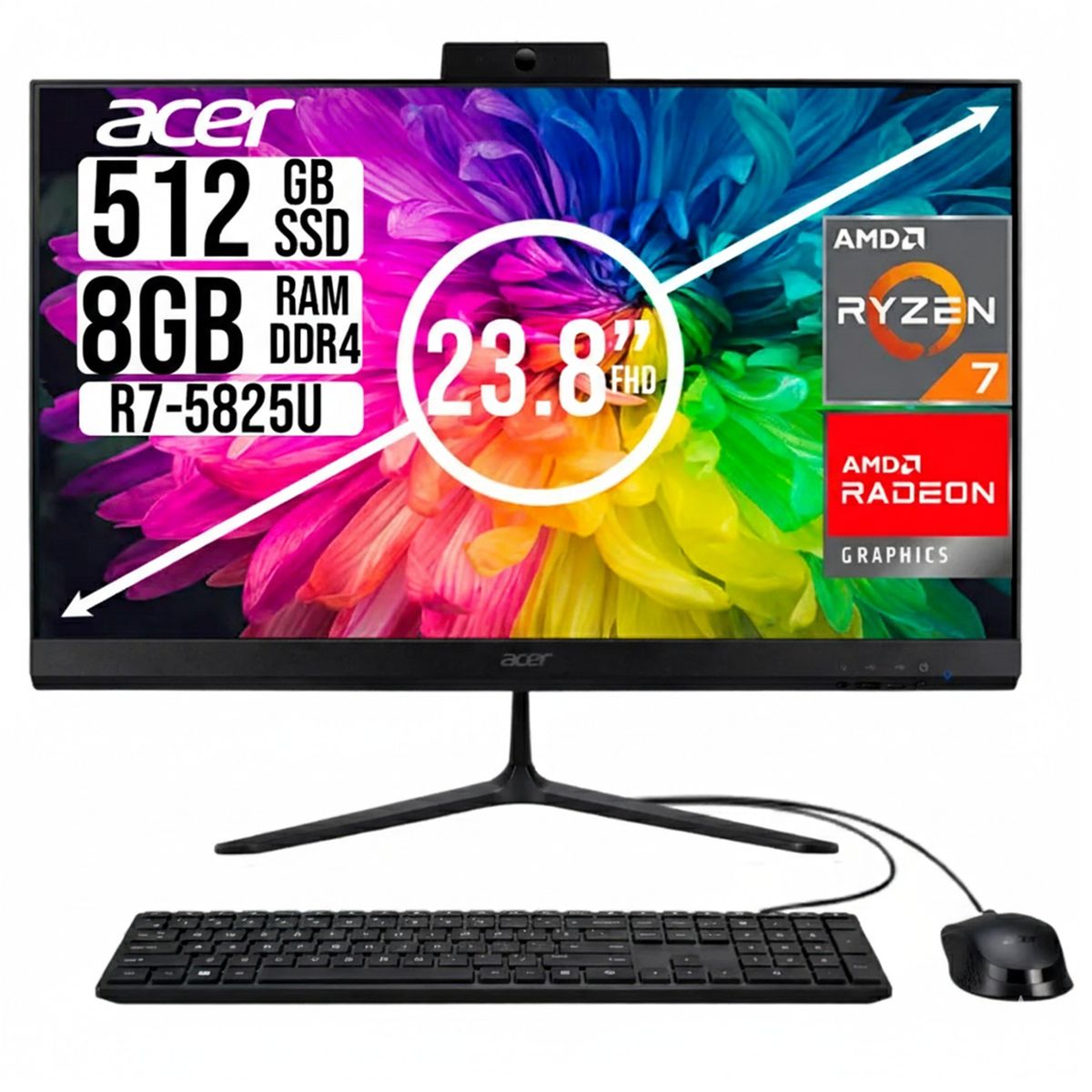 ACER - AIO ACER Aspire C24-2G-LR14 AMD Ryzen 7 5825U SSD 512GB DDR4 8GB 23.8" FHD FreeDOs
