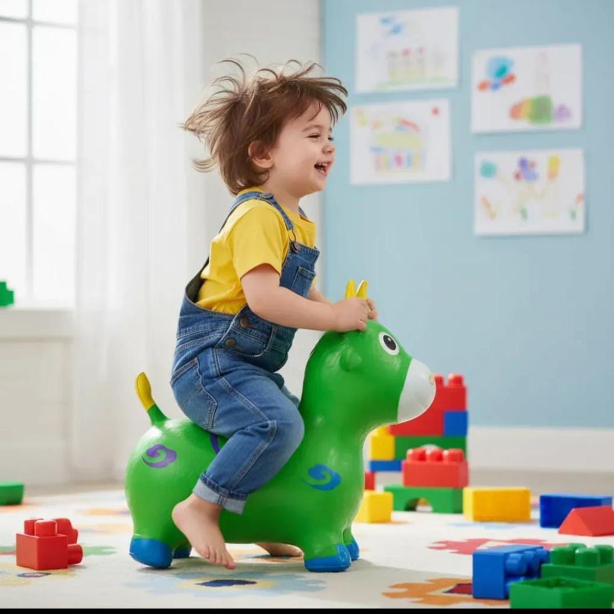 INFANTILES CAJUROMIX - Saltarín Inflable Montable Multicolor Para Niños Burrito Verde