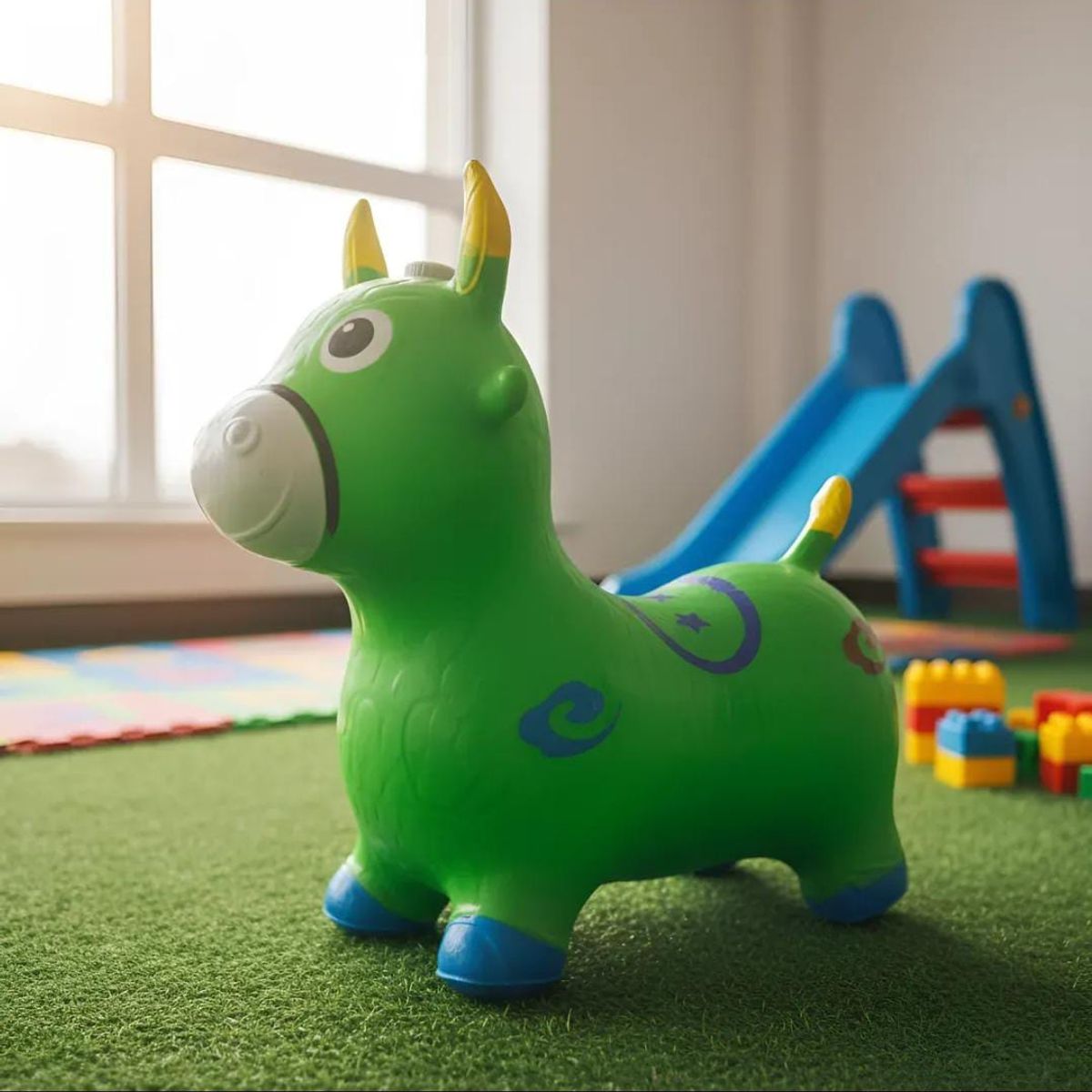 INFANTILES CAJUROMIX - Saltarín Inflable Montable Multicolor Para Niños Burrito Verde