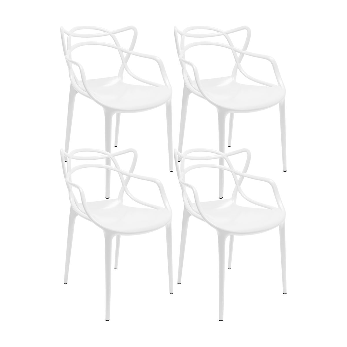 BOXBIT - Set de 4 Sillas Exterior Sidney Con Brazos - Blanco