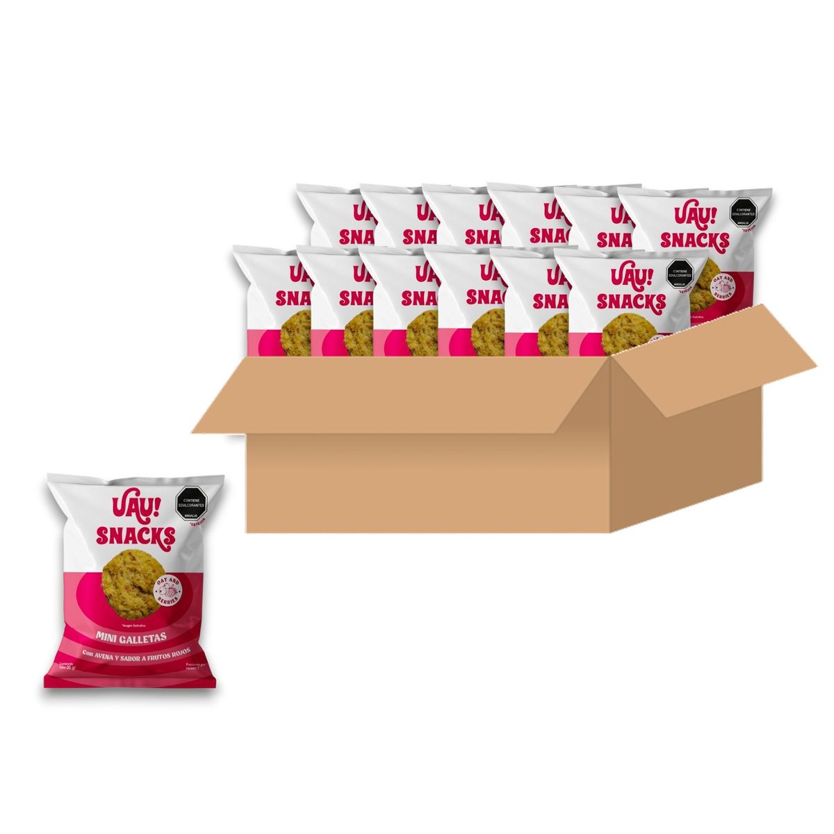GARABATOS - Galletas Mini Avena Frutos Rojos 30g Monterojo X12 Uds