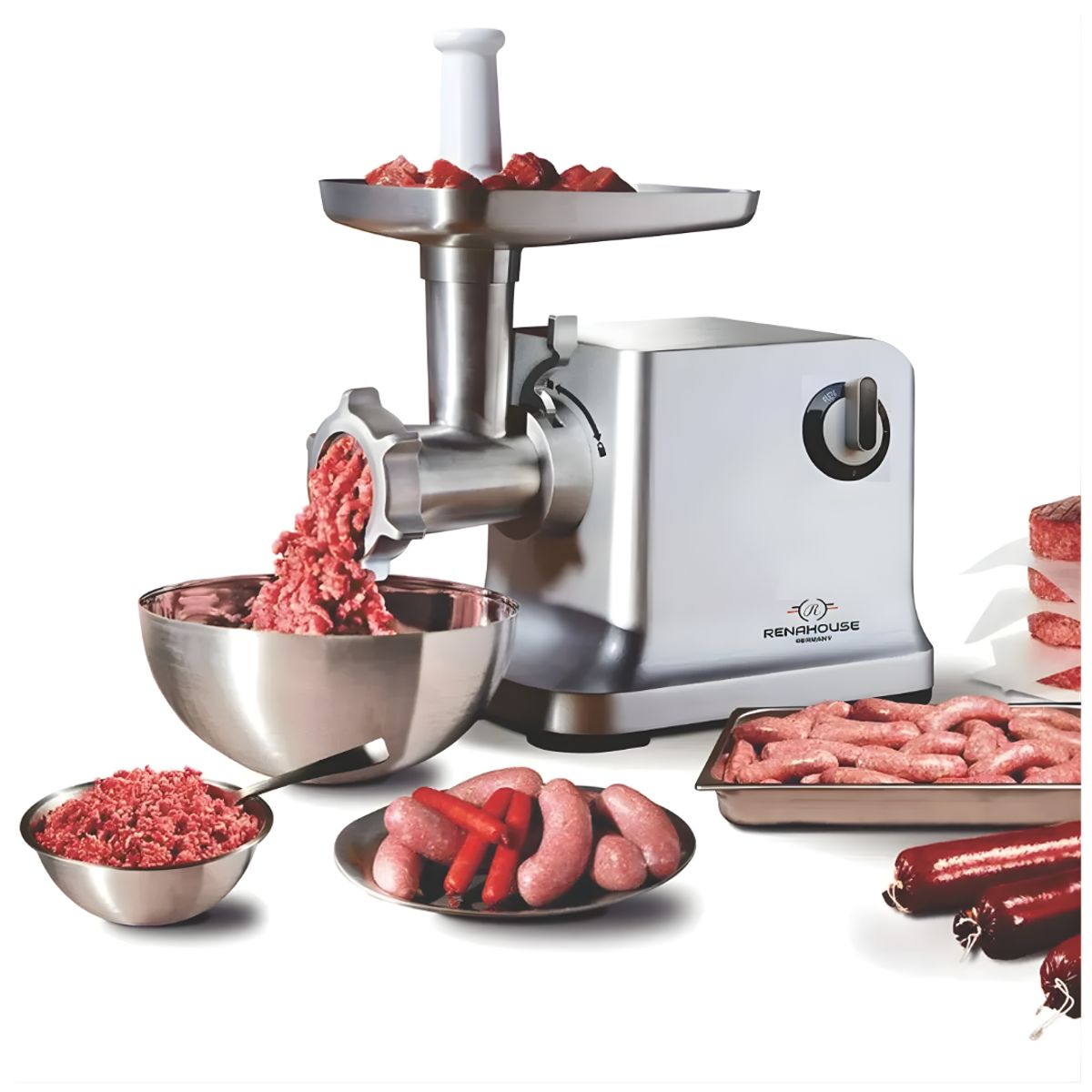 RENAHOUSE - Molino Eléctrico Picador De Carne Metálico 3000w Renahouse