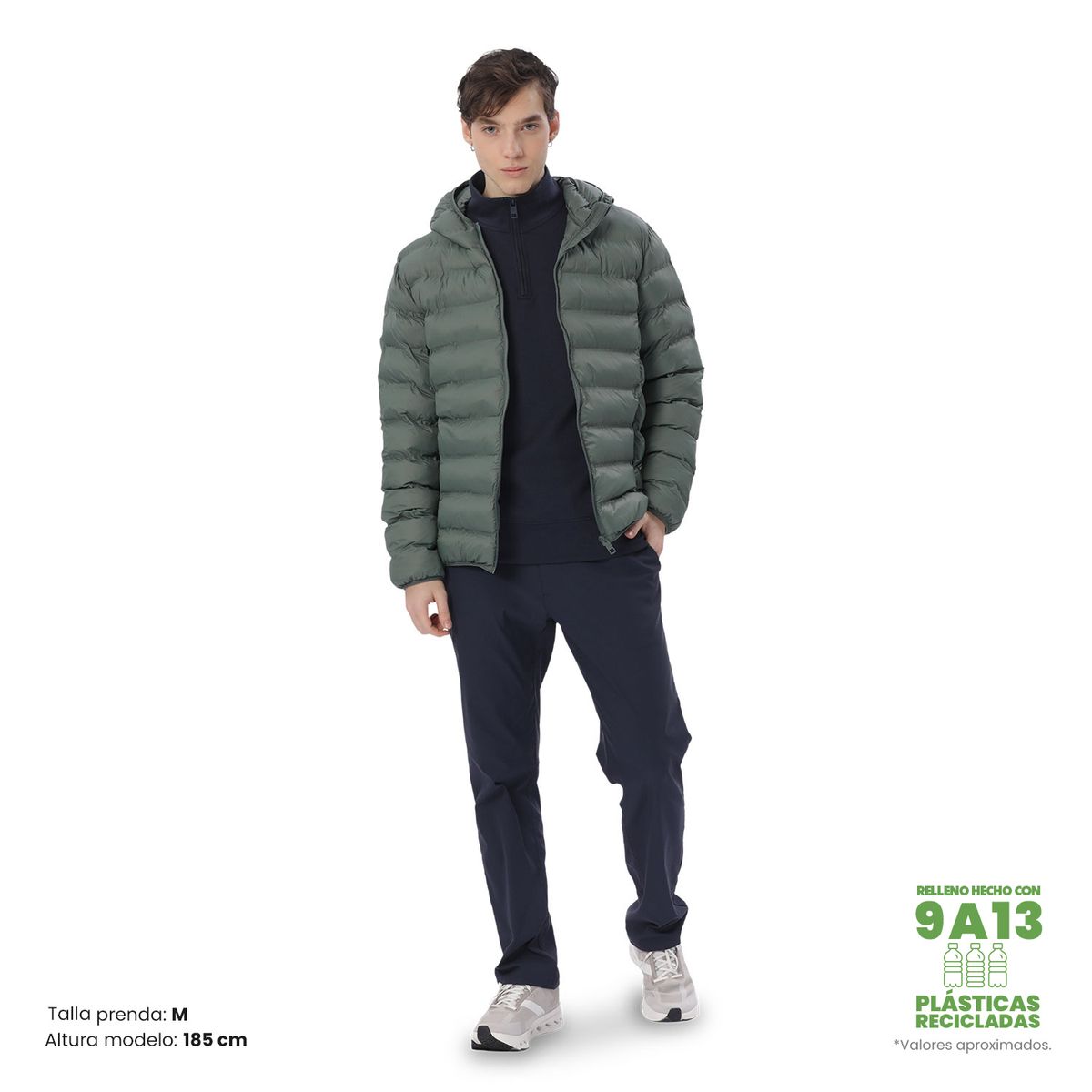 TOTTO - Chaqueta Acolchada para Hombre Colormen Pro Totto Verde