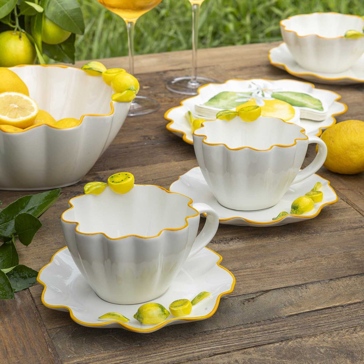 AMBIENTE GOURMET - Pocillo y plato Limonetta set x2