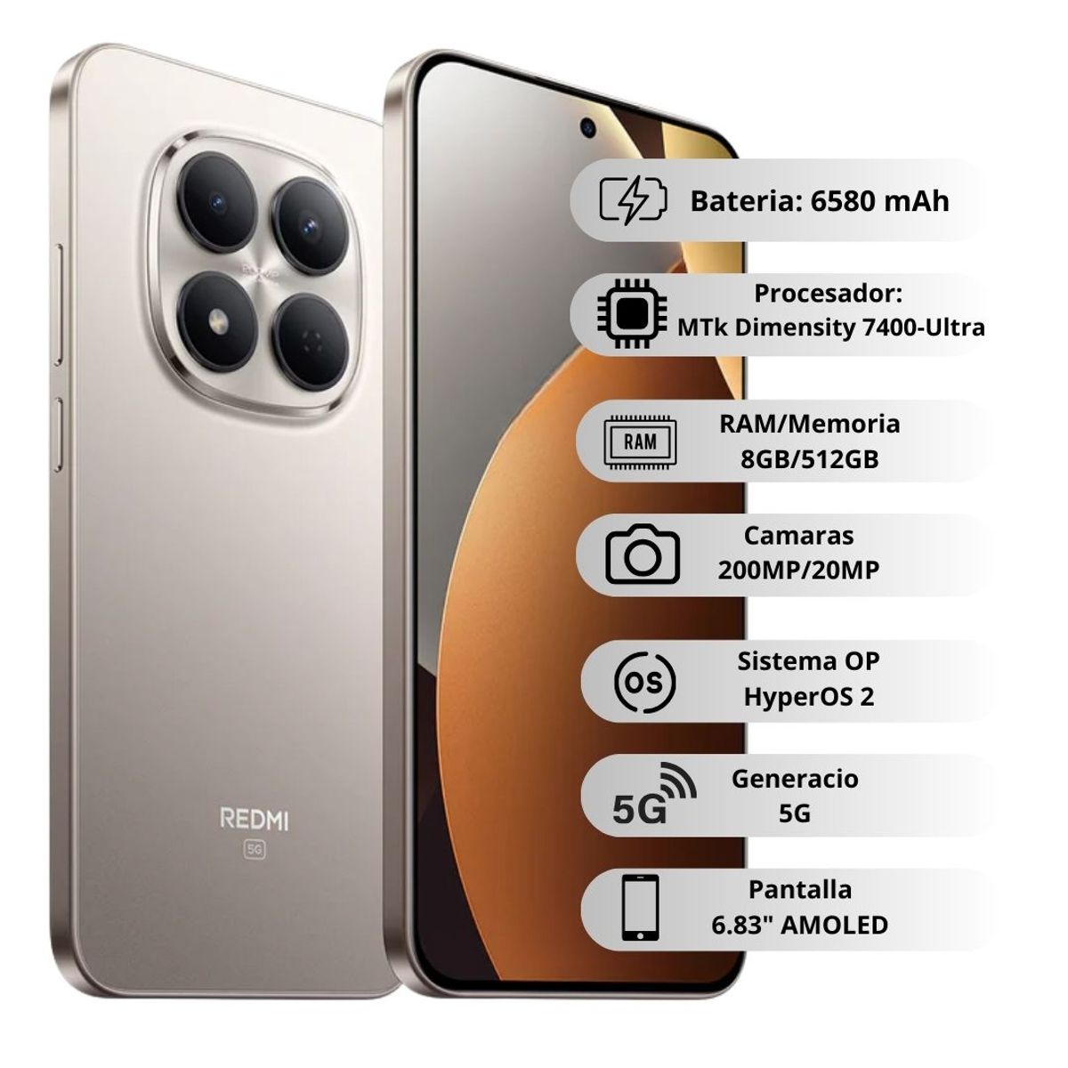 XIAOMI - Celular Xiaomi Redmi Note 15 Pro 5G 512GB/8GB RAM - Gris