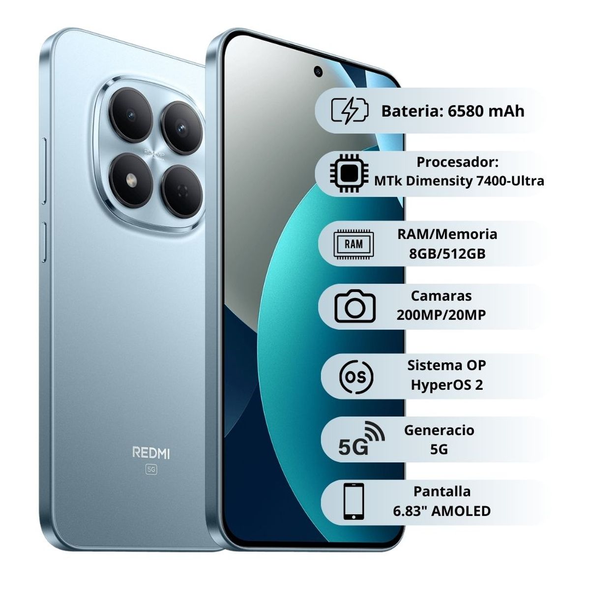 XIAOMI - Celular Xiaomi Redmi Note 15 Pro 5G 512GB/8GB RAM - Azul