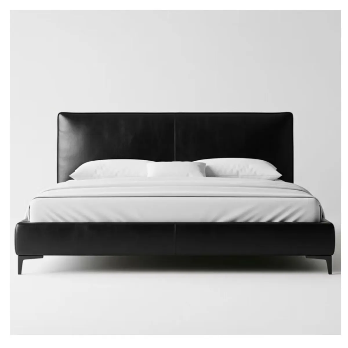 22 GRADOS DECORACION - Cama Simona Queen En Cuero Natural Negro 170cm x 200cm